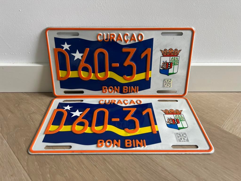 Kentekenplaten set Curaçao 2008 ( Zeldzaam! ), Verzamelen, Ophalen of Verzenden, Zo goed als nieuw