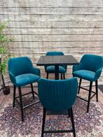 5x Hoge stoel / kruk met leuning - petrolblauw / turkoois, Ophalen of Verzenden, Gebruikt, Zwart, Eén