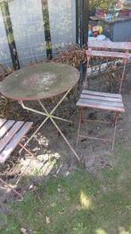 Oud frans Bistro setje, Tuin en Terras, Ophalen, Gebruikt, Overige materialen, 2 zitplaatsen