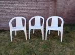 3 Witte Tuin stoelen, Ophalen, Gebruikt, Kunststof