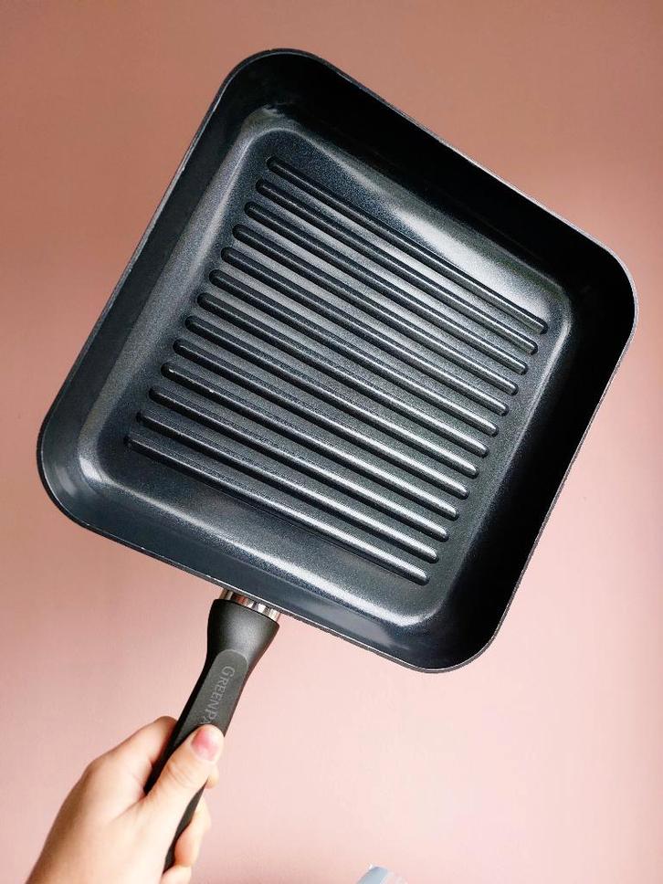 GreenPan Grillpan Cambrige zwart 28 cm, Keramisch, Huis en Inrichting, Keuken | Potten en Pannen, Zo goed als nieuw, Koekenpan of Braadpan