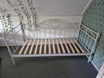 1 persoonsbed inclusief lattenbodem én matras, Ophalen, 90 cm, Eenpersoons, Wit