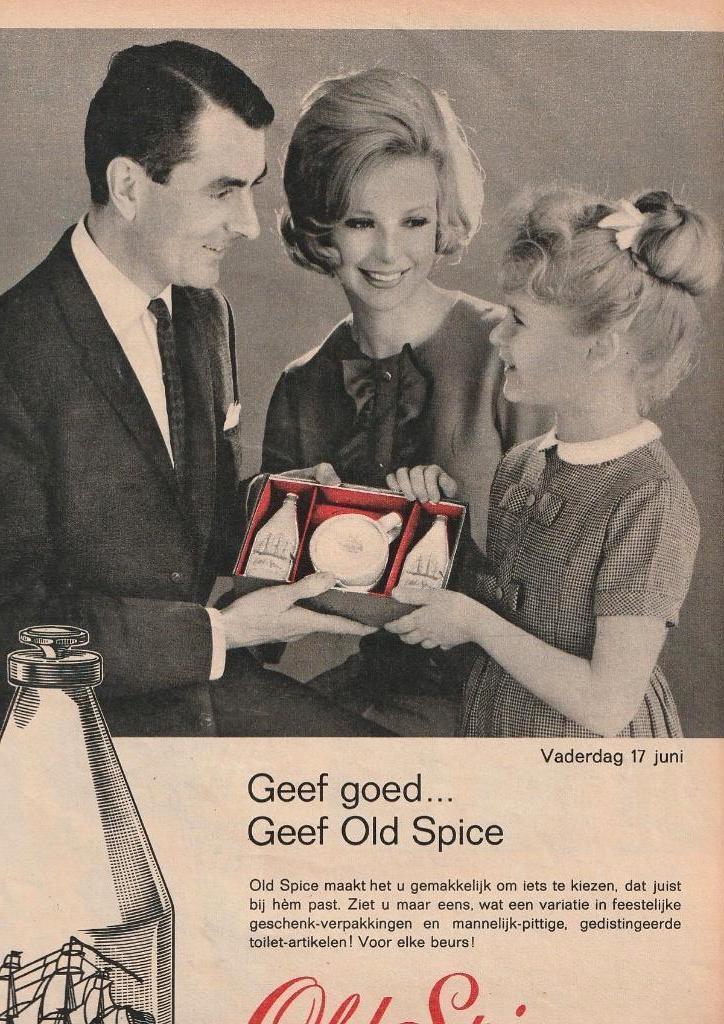 Retro reclame 1962 Old Spice aftershave 17 juni vaderdag, Verzamelen, Retro, Overige typen, Verzenden