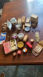Verzameling oude brocante aphotheek doosjes en blikjes enz, Antiek en Kunst, Curiosa en Brocante, Ophalen