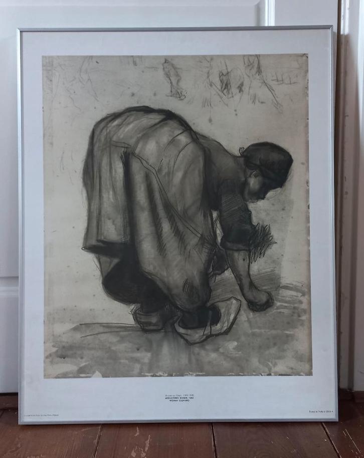 Vincent van Gogh tekening 'Woman Cleaning' 'Boerin' @DOC61, Antiek en Kunst, Kunst | Schilderijen | Klassiek, Ophalen of Verzenden