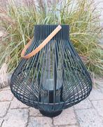 Lantaarn zwart bamboe Windlicht incl glas Pomax H52 Nieuw, Huis en Inrichting, Woonaccessoires | Kandelaars en Kaarsen, Ophalen