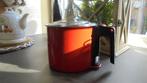 retro, rood melkkoker met overloop, doorsnee 17H14cm. 1,7 L, Ophalen of Verzenden