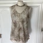 CrêpeGeorgette blouse/2laags/beige/bruin./mt+-42/Z.G.A.N..!, Ophalen of Verzenden, Zo goed als nieuw, Maat 42/44 (L), Beige