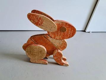 retro eigengemaakt houten decoratie haas rood beschikbaar voor biedingen