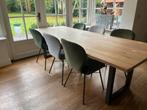Seuren eiken designtafel (260cm) met metalen poten, Huis en Inrichting, Tafels | Eettafels, Ophalen, Gebruikt, 100 tot 150 cm