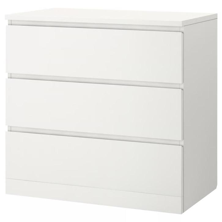 Ikea Malm ladekast - Wit - 3 lades, Huis en Inrichting, Kasten | Ladekasten, Zo goed als nieuw, Minder dan 100 cm, 50 tot 100 cm