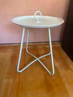 Grijze bijzettafel, Huis en Inrichting, Minder dan 55 cm, Metaal of Aluminium, Rond, Zo goed als nieuw