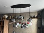 5 lichts hanglamp ovaal mat zwart met titanium glas, Huis en Inrichting, Lampen | Hanglampen, Ophalen, Zo goed als nieuw, Glas