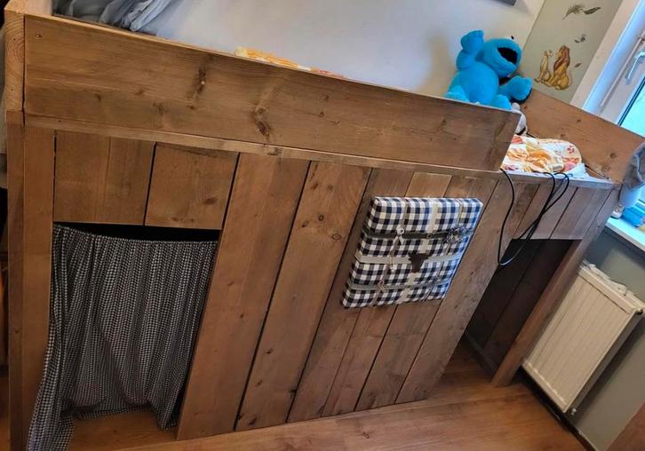 Kinderbed stijgerhout, Kinderen en Baby's, Kinderkamer | Bedden, Zo goed als nieuw, 180 cm of meer, 85 tot 100 cm, Matras, Ophalen