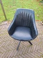 Zwart leren draaibare eetkamer stoelen, Ophalen, Gebruikt, Zwart, Metaal