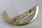 Gouden 14 k. broche met blauwe saffier, Sieraden, Tassen en Uiterlijk, Antieke sieraden, Verzenden, Goud, Broche, Met edelsteen