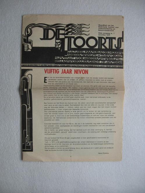 De Toorts - Vijftig Jaar Nivon (november 1974), Verzamelen, Tijdschriften, Kranten en Knipsels, Krant, Nederland, 1960 tot 1980