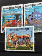 Trein, veeteelt, Cambodja 1983, Postzegels en Munten, Ophalen of Verzenden, Postfris, Treinen