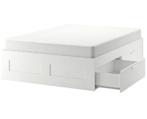IKEA Brimnes Bed 160x200, Ophalen, Wit, 200 cm, 160 cm