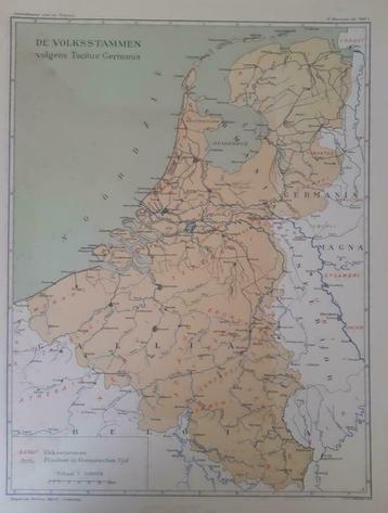 B067/ Plattegrond Nederland met volkstammen litho uit 1929 beschikbaar voor biedingen