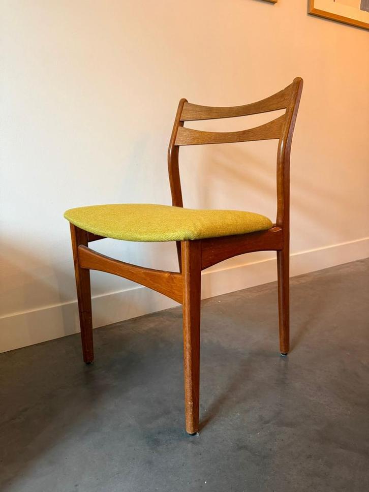 6 Vintage Deense Teakhouten Mid-Century Design stoelen, Huis en Inrichting, Stoelen, Gebruikt, Vijf, Zes of meer stoelen, Hout