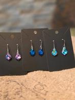 3 paar oorbellen swarovski elements, Ophalen of Verzenden, Zo goed als nieuw, Zilver, Overige materialen