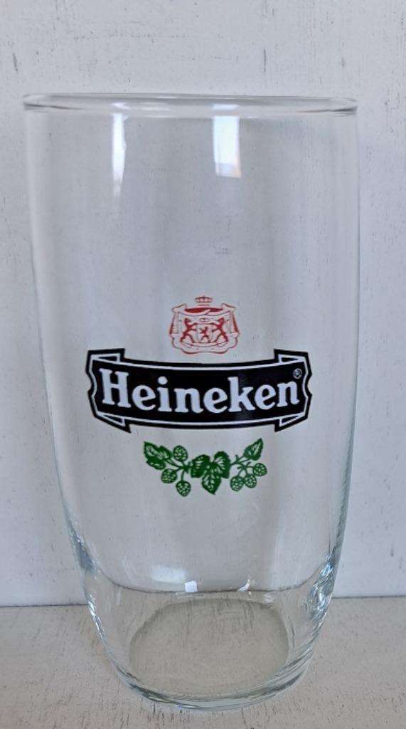 Heineken Bierglas model Beker logo 2b met export wapen, Verzamelen, Biermerken, Gebruikt, Glas of Glazen, Heineken, Ophalen of Verzenden
