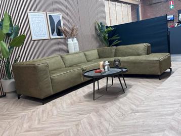 ZGAN Goossens Lederen Hoekbank Calvin - Groen - 295 x 235 beschikbaar voor biedingen