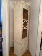Brocante vitrinekast met glazen deur ecru gebroken wit beige, Huis en Inrichting, Ophalen, 50 tot 100 cm, 150 tot 200 cm, 25 tot 50 cm