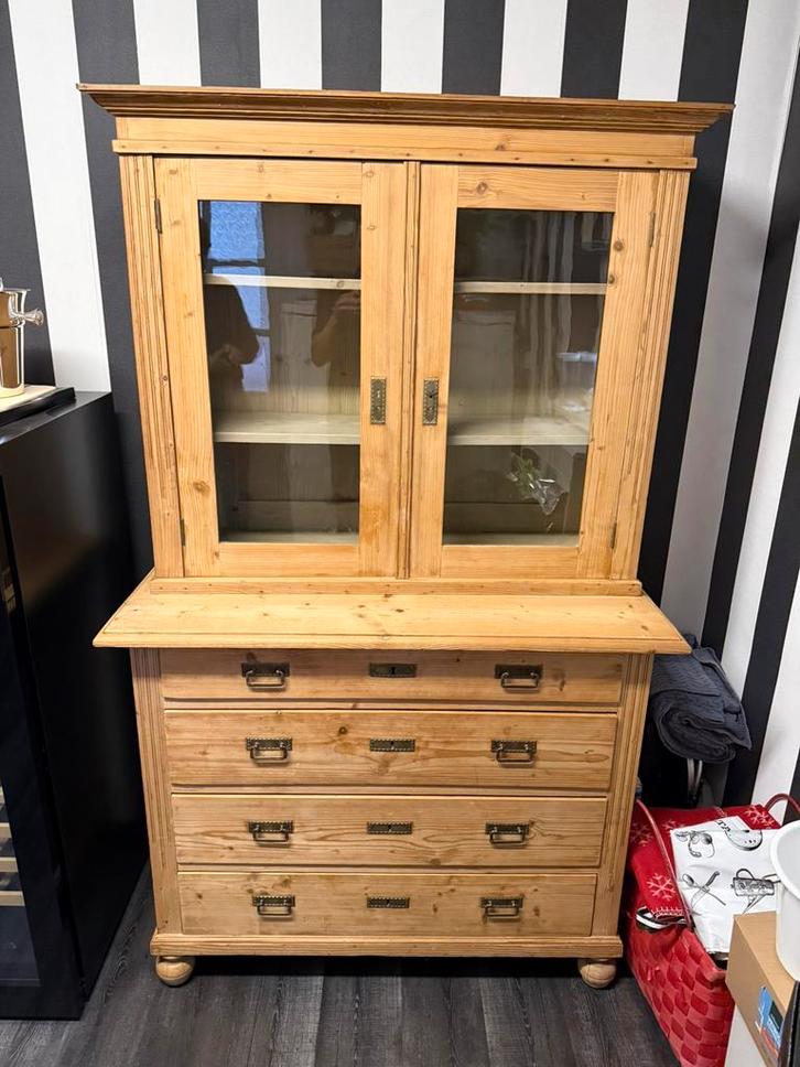 Grenen buffetkast begin 1900 4 lades koper beslag zeer mooi, Huis en Inrichting, Kasten | Buffetkasten, Zo goed als nieuw, Minder dan 100 cm