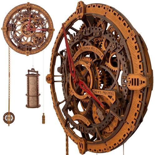 3D Houten Puzzel Industrial Vintage Wall Clock - DIY Wood, Hobby en Vrije tijd, Denksport en Puzzels, Nieuw, Rubik's of 3D-puzzel