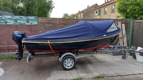 Wiedesloep 430 inclusief trailer, vaarklaar, Watersport en Boten, Sloepen, Gebruikt, Tot 10 pk, 3 tot 6 meter, Buitenboordmotor