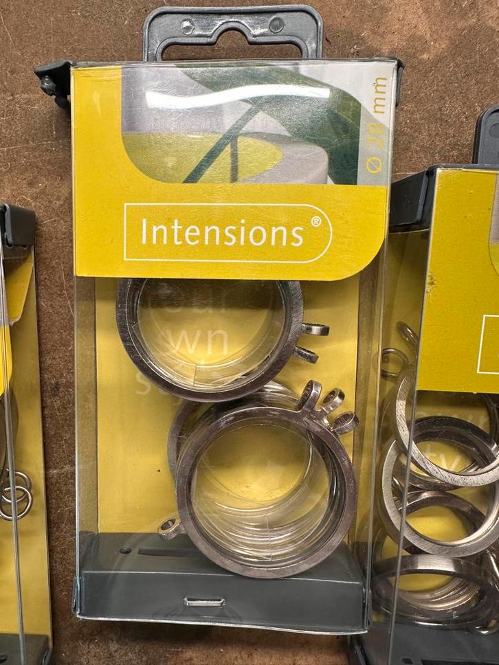 Gordijnringen Intensions (28mm en 19mm), Huis en Inrichting, Stoffering | Gordijnen en Lamellen, Nieuw, Minder dan 100 cm, Grijs