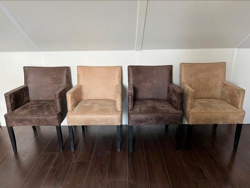 4 Rofra Eetkamerstoelen Eco Leer, Huis en Inrichting, Stoelen, Zo goed als nieuw, Vier, Hout, Leer, Bruin, Ophalen