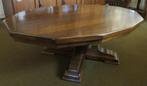 Stevige grote eiken salontafel met bolpoot. 139 bij 89 cm, Ophalen, Gebruikt, 100 tot 150 cm, 50 tot 75 cm