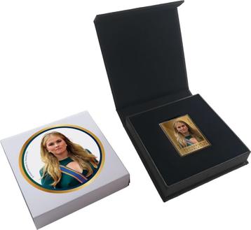 Gouden postzegel Amalia 21 jaar Sint Maarten beschikbaar voor biedingen