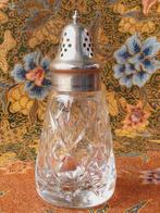 Antieke Engelse strooier van kristal en silverplate 16,4 cm.