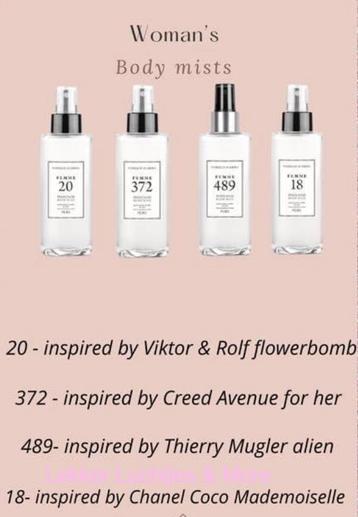 Dames Body Mist Set - Geïnspireerd door Top Parfums beschikbaar voor biedingen