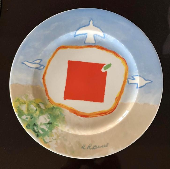 Roger Raveel bord “met kunst aan tafel”, Antiek en Kunst, Antiek | Wandborden en Tegels, Ophalen of Verzenden