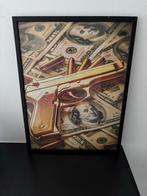 Schilderij: Pistool en Geld, Ophalen of Verzenden