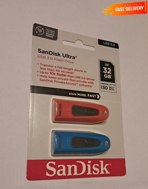 2 Stuks SanDisk USB-Stick 32 GB USB3.2 2-Pack USB 32GB 2Pack, Computers en Software, USB Sticks, Nieuw, 32 GB, Ophalen of Verzenden