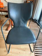 Bert Plantagie lederen eetkamer stoelen antraciet set van 4, Ophalen, Modern maar niet heel strak, Gebruikt, Leer