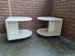 Space Age set van bijzettafels + wielen kwaliteits hout wit, Huis en Inrichting, Tafels | Bijzettafels, Ophalen, Minder dan 45 cm