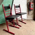 2 Errebi stoelen, krukken, Memphis design, rood, Metaal, Twee, Gebruikt, Memphis, Postmodern