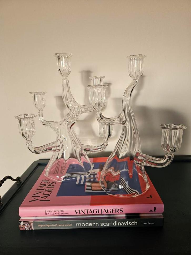 Des Pots glazen kandelaars – vintage – sculpturaal design, Antiek en Kunst, Antiek | Glas en Kristal, Ophalen of Verzenden