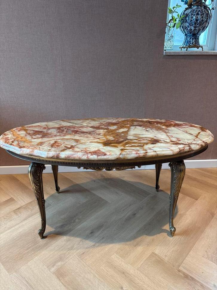 Vintage Onyx marmeren Salontafel, Antiek en Kunst, Antiek | Meubels | Tafels, Ophalen