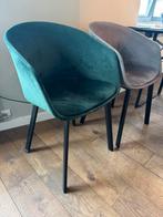 6 velvet eettafel stoelen Loods 5 (groen en grijs), Huis en Inrichting, Stoelen, Ophalen, Zo goed als nieuw, Grijs