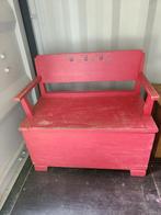 Oud rood houten klepbankje, Antiek en Kunst, Ophalen