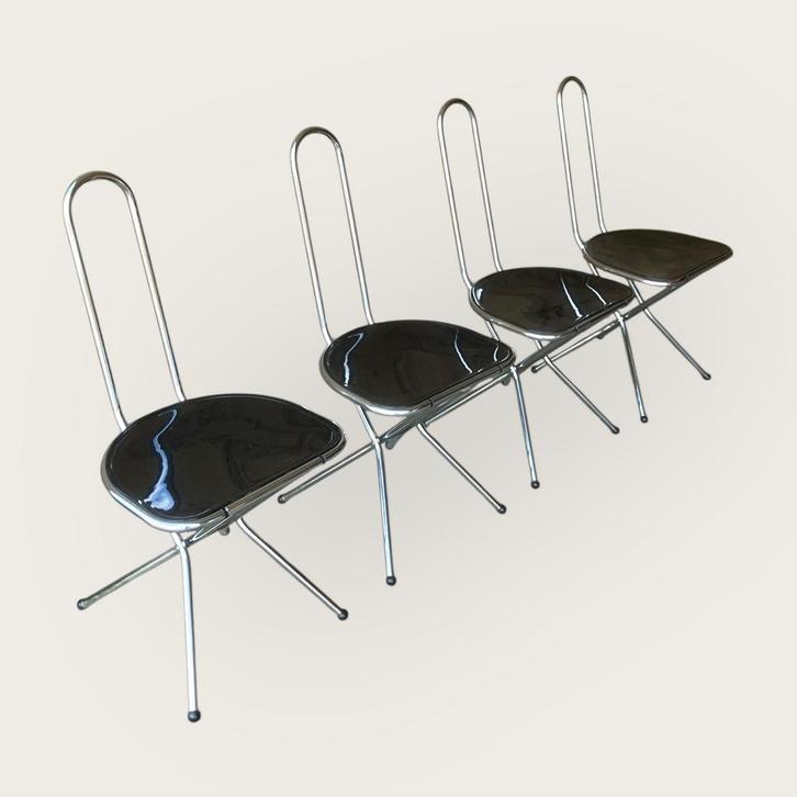 Vintage IKEA Klapstoel ISAK - Niels Gammelgaard, Huis en Inrichting, Stoelen, Zo goed als nieuw, Vier, Metaal, Zwart, Ophalen