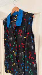 Carnaval Zwart gilet met muzieknotenprint, Ophalen of Verzenden, Zo goed als nieuw